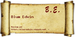 Blum Edvin névjegykártya